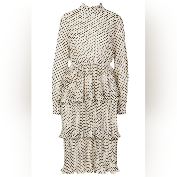 Boohoo Polka Dot Chiffon 3 Tiered Midi Dress Size 4 - Picture 3 of 11